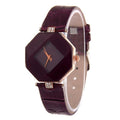 Women Colorful Hexagonal Mirror Dial And Crystal Watch-Purple-JadeMoghul Inc.