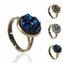 Women Copper Adjustable Druzy Crystal Ring-Royal Blue-JadeMoghul Inc.