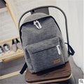Women Cotton Canvas Backpack In Solid Colors-Gray-JadeMoghul Inc.