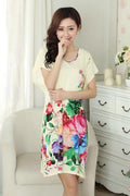 Women Cotton Floral Print Night Shirt Dress-2-One Size-JadeMoghul Inc.