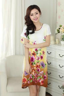 Women Cotton Floral Print Night Shirt Dress-3-One Size-JadeMoghul Inc.
