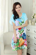 Women Cotton Floral Print Night Shirt Dress-8-One Size-JadeMoghul Inc.