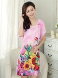 Women Cotton Floral Print Night Shirt Dress-9-One Size-JadeMoghul Inc.