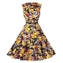 Women Cotton Floral Print Vintage Dress With Belt-13-S-JadeMoghul Inc.