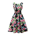 Women Cotton Floral Print Vintage Dress With Belt-2-S-JadeMoghul Inc.