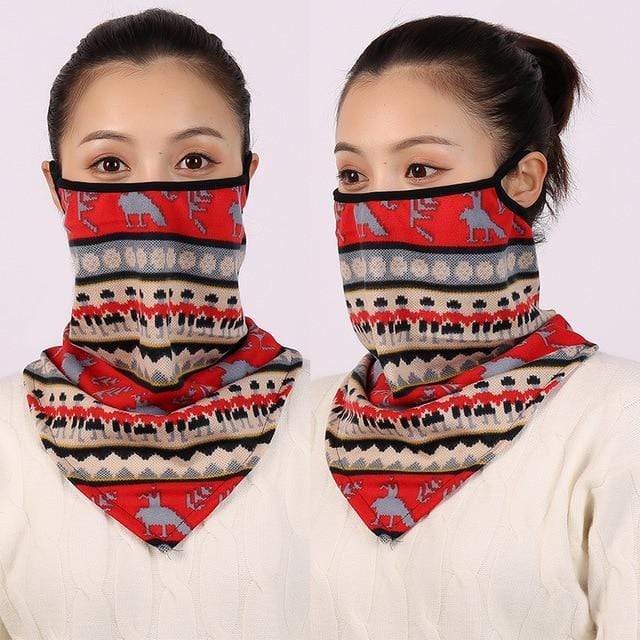 Women Cotton Mask Scarf Face Mascarillas Wraps Floral Print Lady Warm Neck Scarves Foulard Bandana Reusable Outdoor Riding Masks AExp