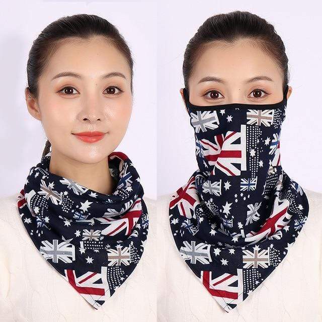 Women Cotton Mask Scarf Face Mascarillas Wraps Floral Print Lady Warm Neck Scarves Foulard Bandana Reusable Outdoor Riding Masks AExp