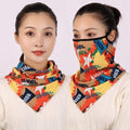 Women Cotton Mask Scarf Face Mascarillas Wraps Floral Print Lady Warm Neck Scarves Foulard Bandana Reusable Outdoor Riding Masks AExp