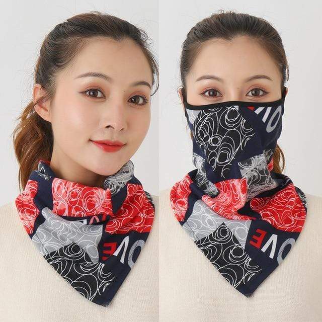 Women Cotton Mask Scarf Face Mascarillas Wraps Floral Print Lady Warm Neck Scarves Foulard Bandana Reusable Outdoor Riding Masks AExp