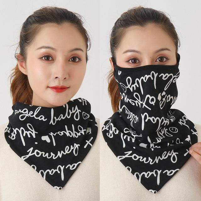 Women Cotton Mask Scarf Face Mascarillas Wraps Floral Print Lady Warm Neck Scarves Foulard Bandana Reusable Outdoor Riding Masks AExp