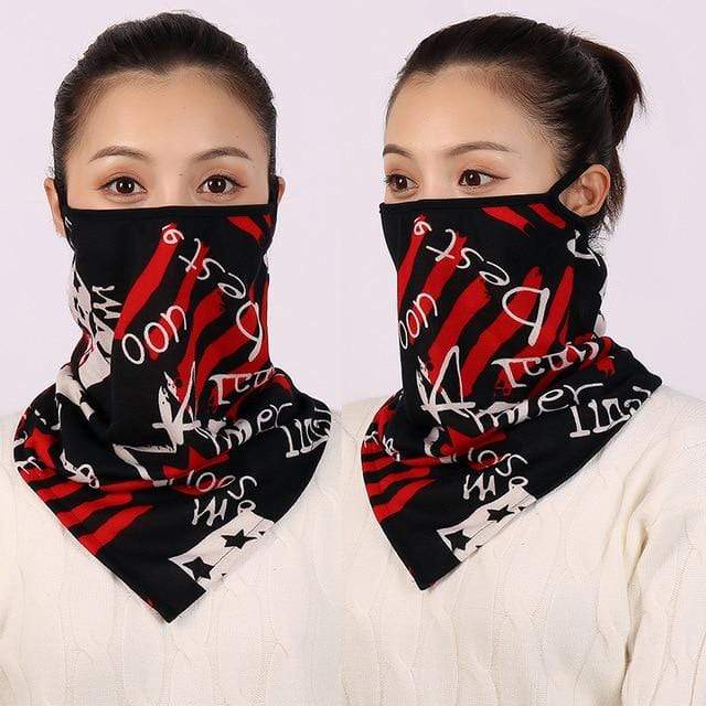 Women Cotton Mask Scarf Face Mascarillas Wraps Floral Print Lady Warm Neck Scarves Foulard Bandana Reusable Outdoor Riding Masks AExp