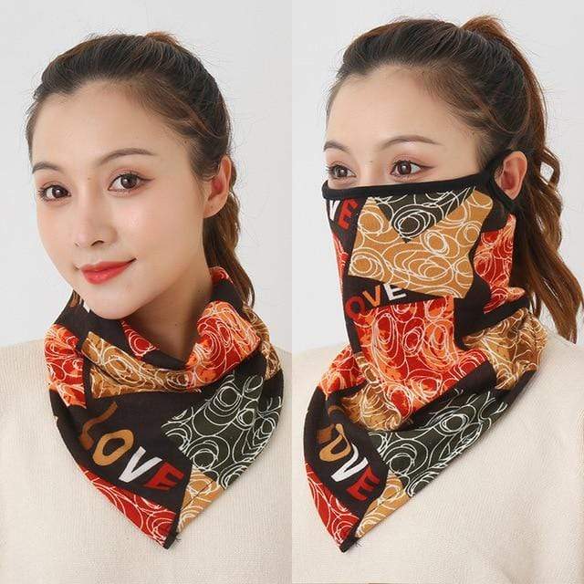 Women Cotton Mask Scarf Face Mascarillas Wraps Floral Print Lady Warm Neck Scarves Foulard Bandana Reusable Outdoor Riding Masks AExp