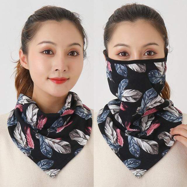 Women Cotton Mask Scarf Face Mascarillas Wraps Floral Print Lady Warm Neck Scarves Foulard Bandana Reusable Outdoor Riding Masks AExp