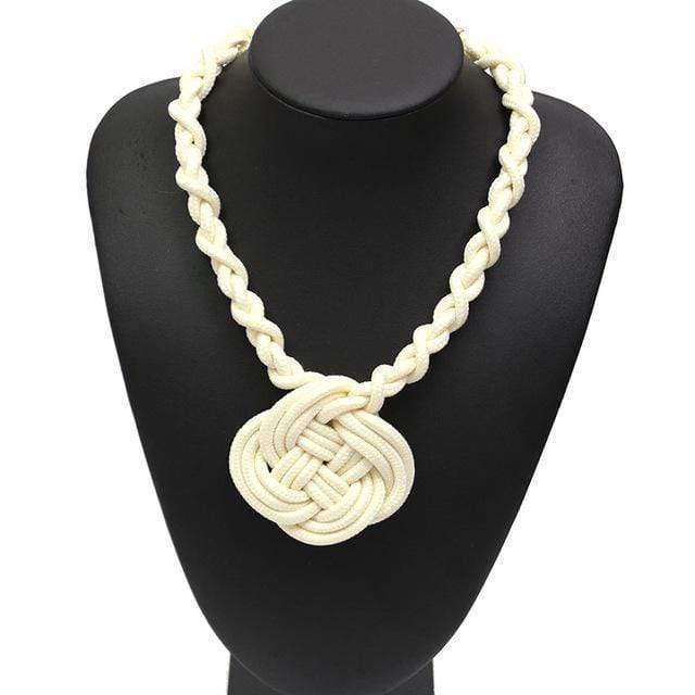 Women Cotton Rope Celtic Knot Design Collar Necklace AExp