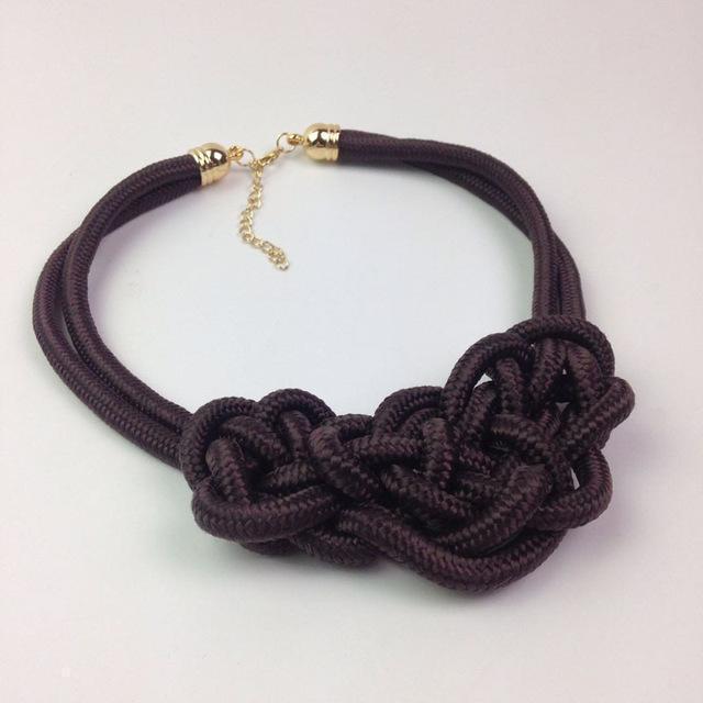 Women Cotton Rope Celtic Knot Design Collar Necklace AExp