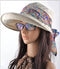 Women Cotton Visor Hat With Printed Silk Scarf Ribbon-Beige-China-JadeMoghul Inc.