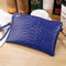 Women Crocodile Embossed Patent Leather Convertible Wristlet / Cross Body Bag-Blue-JadeMoghul Inc.