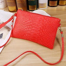 Women Crocodile Embossed Patent Leather Convertible Wristlet / Cross Body Bag-Red-JadeMoghul Inc.
