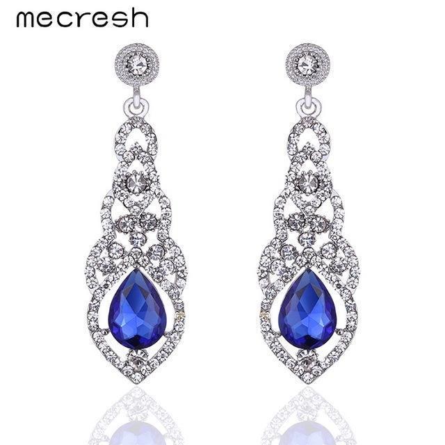 Women Crystal Wedding Earrings In Silver Or Gold-Champagne-JadeMoghul Inc.