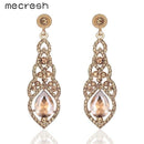 Women Crystal Wedding Earrings In Silver Or Gold-Champagne-JadeMoghul Inc.