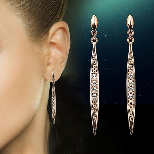 Women Cubic Zircon Dangle Earrings In silver And Rose Gold-Rose Gold Plated-JadeMoghul Inc.