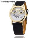 Women Cute Cat With Glasses Design Casual Watch-Black-JadeMoghul Inc.