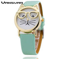 Women Cute Cat With Glasses Design Casual Watch-mint green-JadeMoghul Inc.