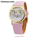 Women Cute Cat With Glasses Design Casual Watch-Pink-JadeMoghul Inc.