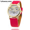 Women Cute Cat With Glasses Design Casual Watch-Red-JadeMoghul Inc.