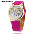 Women Cute Cat With Glasses Design Casual Watch-Rose-JadeMoghul Inc.