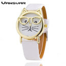 Women Cute Cat With Glasses Design Casual Watch-White-JadeMoghul Inc.