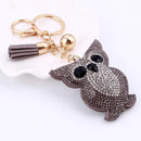 Women Cute Owl Full Rhinestone Crystal Studded Key Ring / Bag Charm AExp