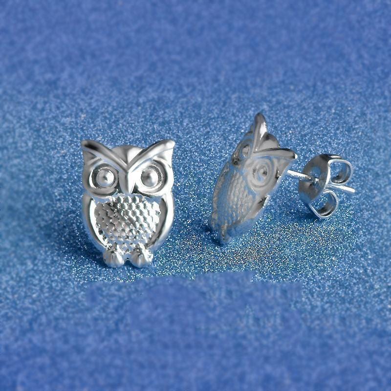 Women Cute Owl Shape 925 Sterling Silver Stud Earrings--JadeMoghul Inc.