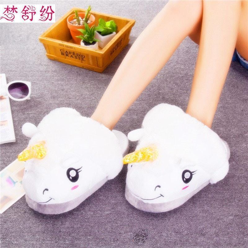 Women Cute Plush Unicorn Indoor House Slippers-picture color-One Size-JadeMoghul Inc.