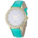 Women Diamond Analog Leather Strap Wrist Watch-Green-JadeMoghul Inc.