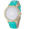 Women Diamond Analog Leather Strap Wrist Watch-Green-JadeMoghul Inc.