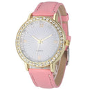 Women Diamond Analog Leather Strap Wrist Watch-Pink-JadeMoghul Inc.
