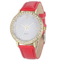 Women Diamond Analog Leather Strap Wrist Watch-Red-JadeMoghul Inc.