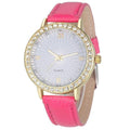 Women Diamond Analog Leather Strap Wrist Watch-Rose-JadeMoghul Inc.