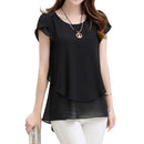 Women Double layered Chiffon Shirt Top-Black-XXXL-JadeMoghul Inc.