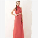 Elegant Bohemian Maxi Dress - Chiffon Halter Long Dress