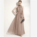 Elegant Bohemian Maxi Dress - Chiffon Halter Long Dress