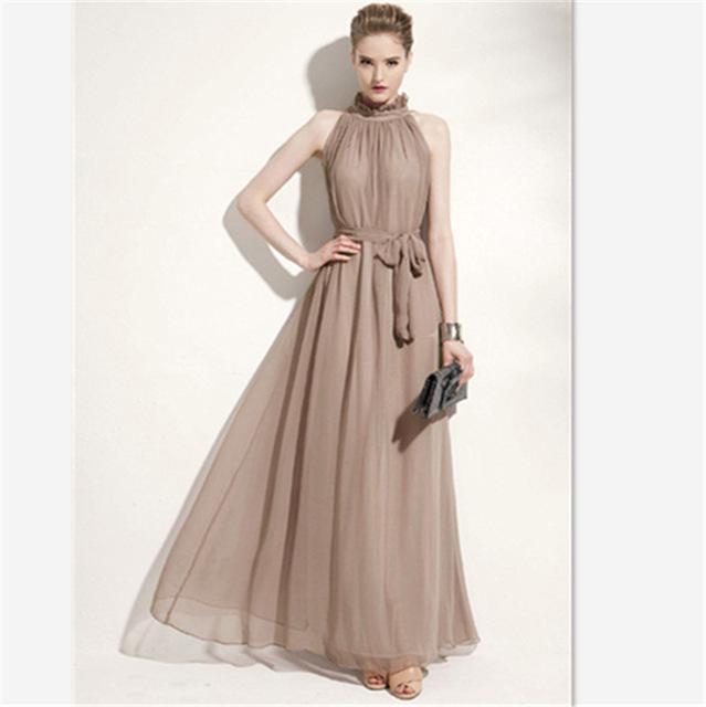 Elegant Bohemian Maxi Dress - Chiffon Halter Long Dress