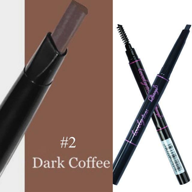 Women Dual Ended Eyebrow Self Sharpening Enhancer Wax Pencil And Brush-Dark Coffee-JadeMoghul Inc.