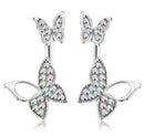 Women Ear Back Butterfly Stud Earrings With Crystal Detailing-AB color-JadeMoghul Inc.