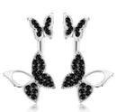 Women Ear Back Butterfly Stud Earrings With Crystal Detailing-black-JadeMoghul Inc.