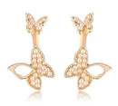 Women Ear Back Butterfly Stud Earrings With Crystal Detailing-gold pearl-JadeMoghul Inc.
