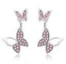 Women Ear Back Butterfly Stud Earrings With Crystal Detailing-pink-JadeMoghul Inc.