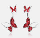Women Ear Back Butterfly Stud Earrings With Crystal Detailing-red-JadeMoghul Inc.