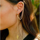 Women Ear Cuffs With stones And Chains And Feather Design-ES667 Gold-JadeMoghul Inc.